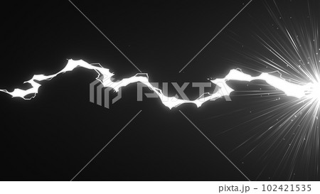 雷エフェクト画像素材｜白黒の稲妻の衝突CGアート 102421535