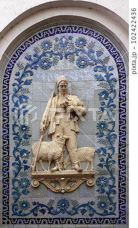 Kiev, Ukraine January 24, 2020: Architectural decorations of buildings in the complex of the exhibition of the achievement of the national economy in Kiev 102422436