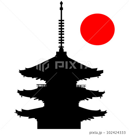 日本のお寺の五重塔のイラスト素材 シエルエット ベクター 日本のお寺の五重塔のイラスト素材 シエルエット ベクター 102424333