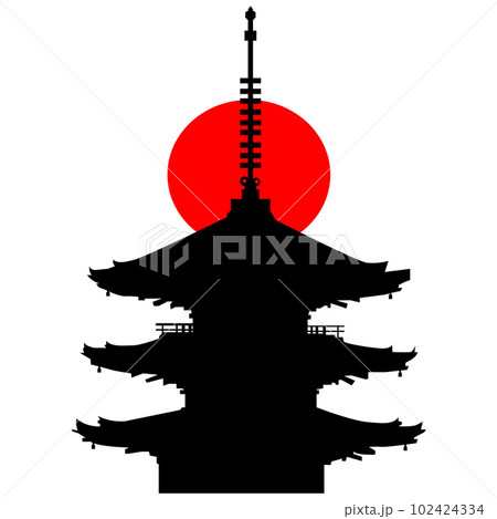 日本のお寺の五重塔のイラスト素材 シエルエット ベクター 日本のお寺の五重塔のイラスト素材 シエルエット ベクター 102424334