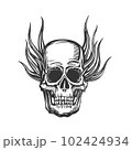 Hand drawn burning skull. Vector illustration 102424934