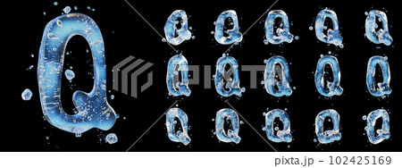 Water splashes letter isolated on white background. Abstract liquid font. Water splashes letter isolated on white background. Abstract liquid font. 102425169
