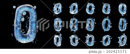 Water splashes letter isolated on white background. Abstract liquid font. 102425171