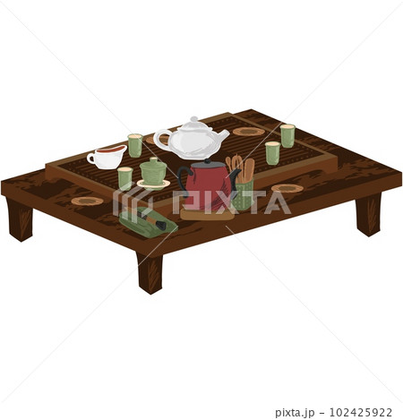 Served table for tea ceremony vector illustration 102425922