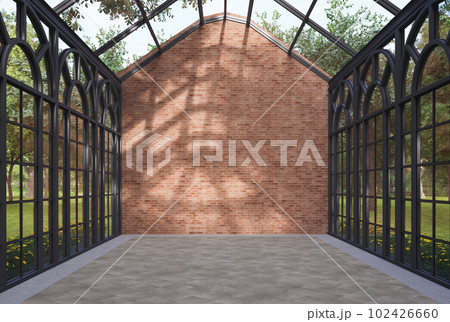 Industrial loft style transparent empty room interior with blank brick wall for copy space 3d render Industrial loft style transparent empty room interior with blank brick wall for copy space 3d render 102426660