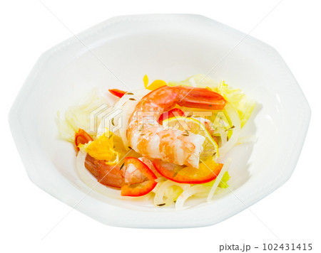 Ceviche with shrimps, fresh vegetables Ceviche with shrimps, fresh vegetables 102431415
