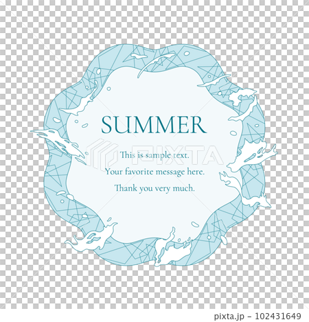 Material_Frame_A summer decorative frame with a motif of the sun, the sea, and the sky. Luxurious enclosure design 102431649