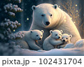 family of polar bears AI generative	 102431704