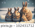 Group of cute Rabbits AI generative	 102431712