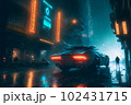 Futuristic city streets AI generative	 102431715