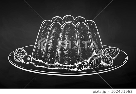 Chalk drawn sketch illustration of Jelly Dessert 102431962