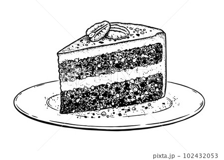 Vector sketch illustration of Carrot Cake on plate Vector sketch illustration of Carrot Cake on plate 102432053