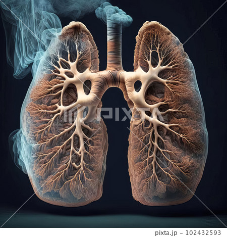 Damaged lungs of a smoker. Generative AI Damaged lungs of a smoker. Generative AI 102432593