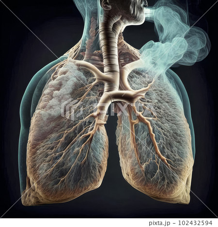 Damaged lungs of a smoker. Generative AI 102432594