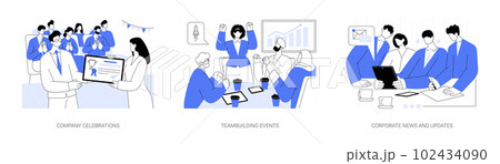 Corporate events abstract concept vector illustrations. 102434090