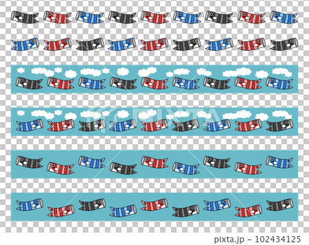 鯉のぼりライン枠　黒赤青 102434125