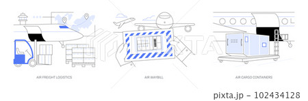 Worldwide shipping by plane abstract concept vector illustrations. 102434128