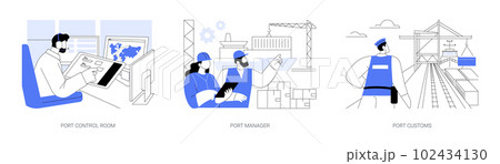 Sea port checkpoint abstract concept vector illustrations. Sea port checkpoint abstract concept vector illustrations. 102434130