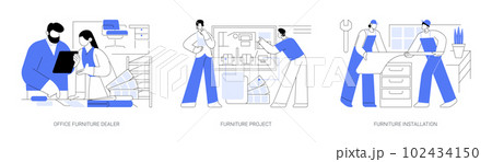 Furniture dealership business abstract concept vector illustrations. 102434150