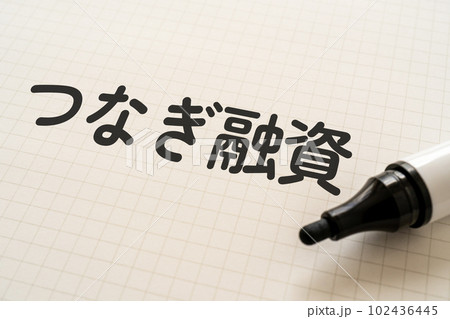 つなぎ融資と書かれたノートとマーカー つなぎ融資と書かれたノートとマーカー 102436445