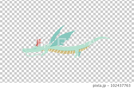 龍在天空中飛翔的新年賀卡素材插圖淺藍色 102437763