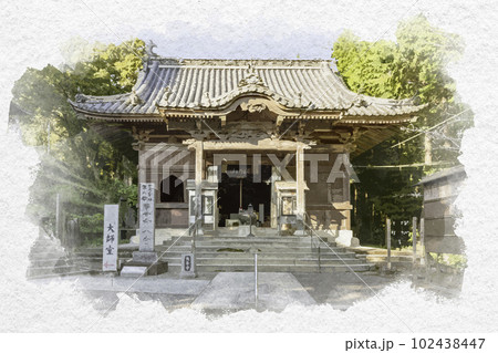 水彩画風 四国八十八箇所8番 熊谷寺 本堂 徳島県阿波市 水彩画風 四国八十八箇所8番 熊谷寺 本堂 徳島県阿波市 102438447