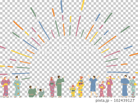 People wearing yukata Concentrated line background 102439127