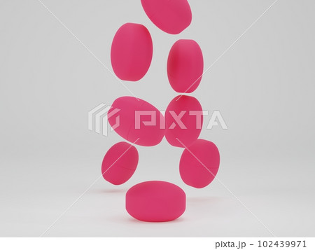 3d render, group of medicine pills tablets and capsules on blue background with copy space, medicine concepts, pharmaceutical concepts. 102439971