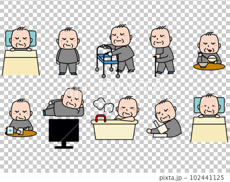 A day of a grumpy grandpa, color 102441125