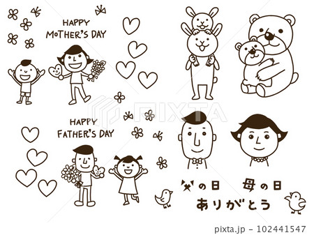 父の日 母の日 白黒イラスト 102441547