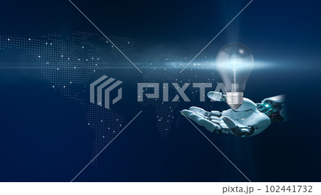 AIとデジタルの力を使って人類に希望をもたらすイメージ、AIと人間の共存イメージ 102441732