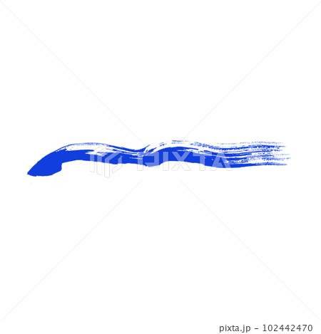 墨でおしゃれに書いた筆書きのライン  ブルー 102442470