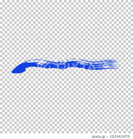 墨でおしゃれに書いた筆書きのライン  ブルー 102442470