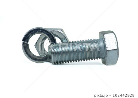 Full thread hexagon bolt, nut and spring nut washer Full thread hexagon bolt, nut and spring nut washer 102442929