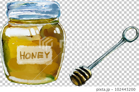 Vector illustration set of honey and honey dipper Vector illustration set of honey and honey dipper 102443200
