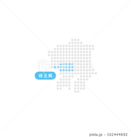 ドットで構成された関東・埼玉県の地図 ドットで構成された関東・埼玉県の地図 102444692