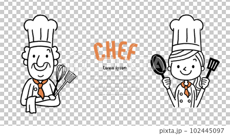 Vector illustration material: chef men and women, cook 102445097