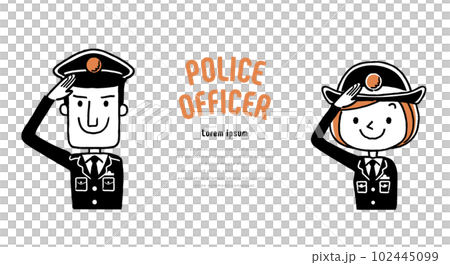 Vector illustration material: male police officer and female police officer, female police officer 102445099