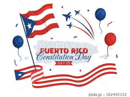 Happy Puerto Rico Constitution Day Vector Illustration with Waving Flag in Flat Cartoon Hand Drawn for Landing Page Background Templates Happy Puerto Rico Constitution Day Vector Illustration with Waving Flag in Flat Cartoon Hand Drawn for Landing Page Background Templates 102445132