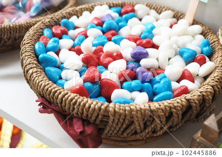 small colorful natural soap bar in a bowl  102445886