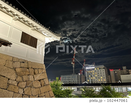 ライトアップされた夜の福山城_広島県福山市 ライトアップされた夜の福山城_広島県福山市 102447061