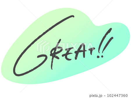 手書き文字素材「GREATE!!」ベクターデータ。 102447360
