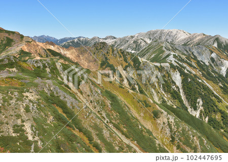 ワリモ岳付近より望む野口五郎岳 102447695