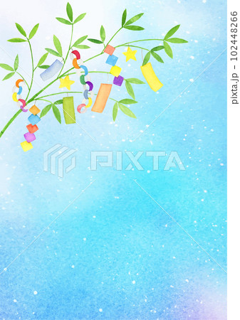 水彩で描いた星空と七夕の背景イラスト A4縦 水彩で描いた星空と七夕の背景イラスト A4縦 102448266