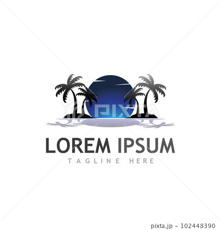Palm tree summer logo template 102448390