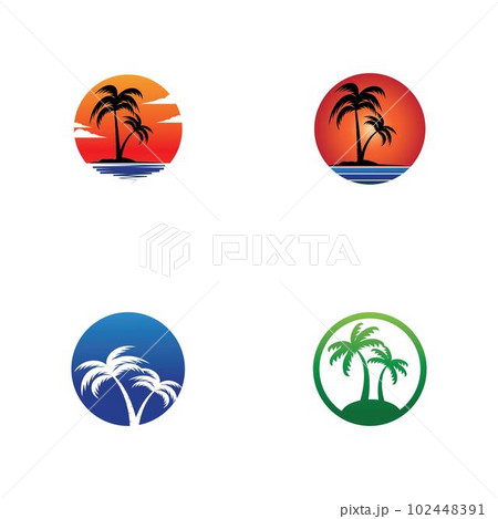 Palm tree summer logo template 102448391