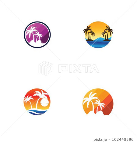 Palm tree summer logo template 102448396