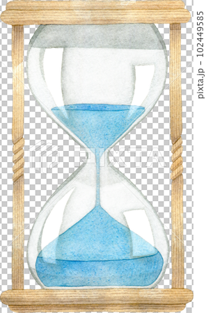 青い砂が入った砂時計の水彩イラスト 青い砂が入った砂時計の水彩イラスト 102449585