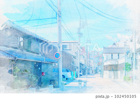 [愛知県]名古屋市四間道街並み保存地区の水彩画 102450105