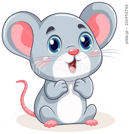 Cute Little Mouse with Big Ears Cartoon Character 102450748